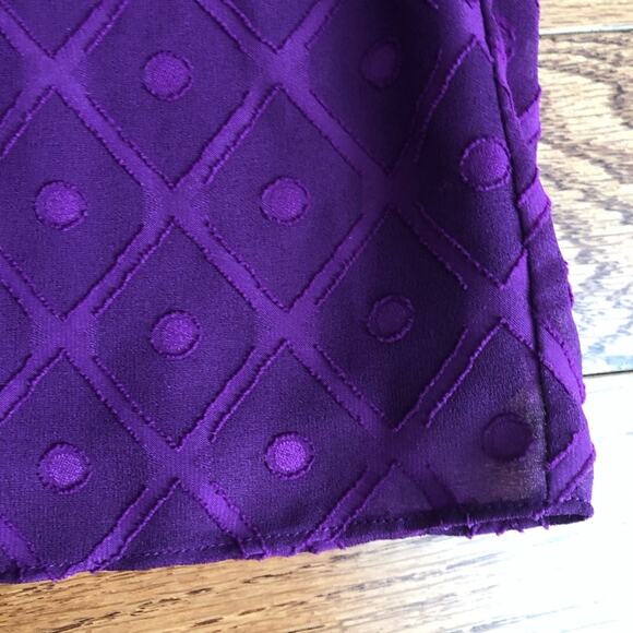 Ann Taylor Mock Neck Bow Lined Polka Dot Purple Top Women’s Size S - Picture 7 of 10